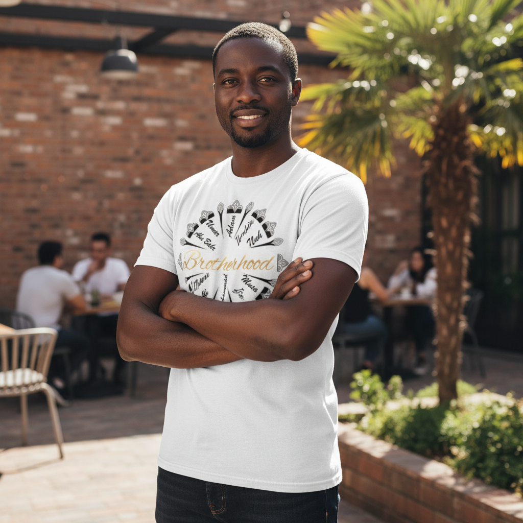 African American in white tee