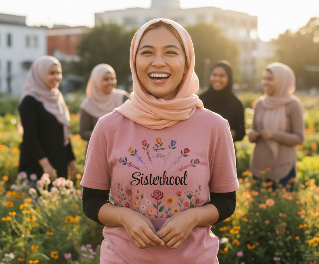 Southeast Asian woman in pink tee
