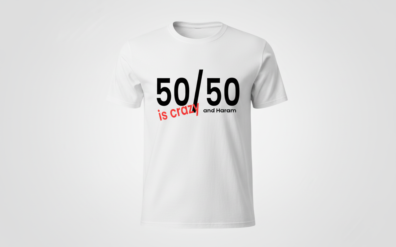 White 50/50 tee