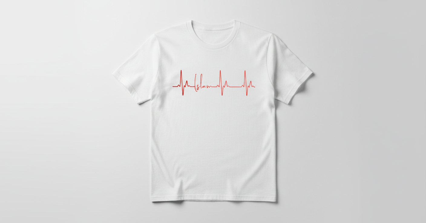 White Islam heartbeat tee